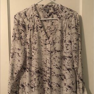 Women’s Sz Sm Blouse (white w/ dark purple & gray)